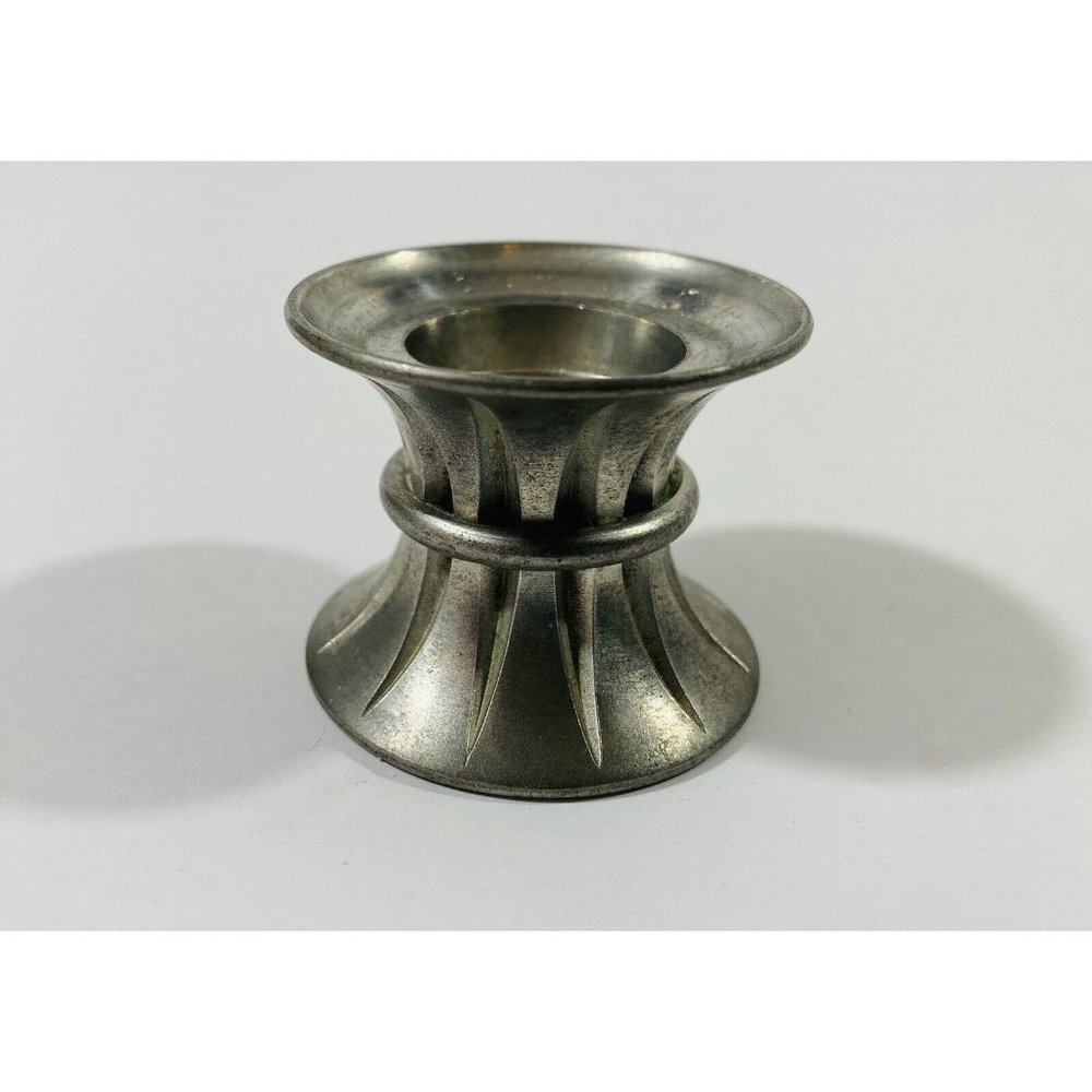 Ceramarte Brushed Aluminum Single Candle Stick Holder Vintage Geometric Brasil